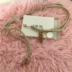 New Dior Gold and White J'adore Phone Strap Authentic In Box